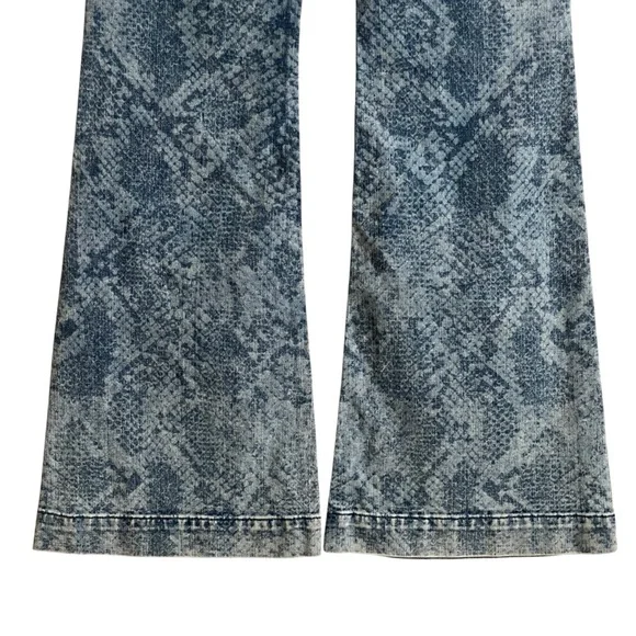 7 For All Mankind Ginger Laser Snake Print Wide Leg Jeans